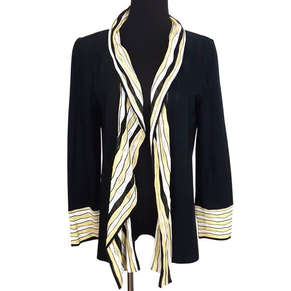 Ming Wang Sweaters - Ming Wang Black Open Drape Front Knit Kimono Cardigan Jacket Women S Art to Wear